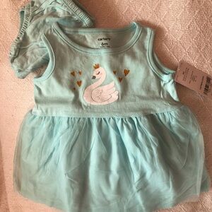 NEW Baby Girls Swan Dress Aqua Color Tulle Size 6 Month